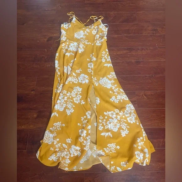 Yellow Floral Maxi Dress - Picture 2 of 6